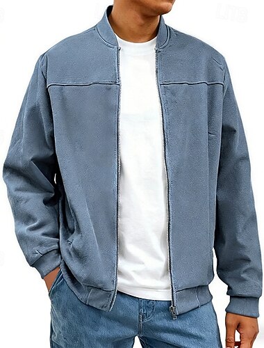  Herre Imitert semsket jakke Uformell jakke Daglig utendørs Komfort Lomme Vår Høst عادي Årgang Gatemote Høy krage Normal Blå Svart Navyblå Brun Militærgrønn Jakker