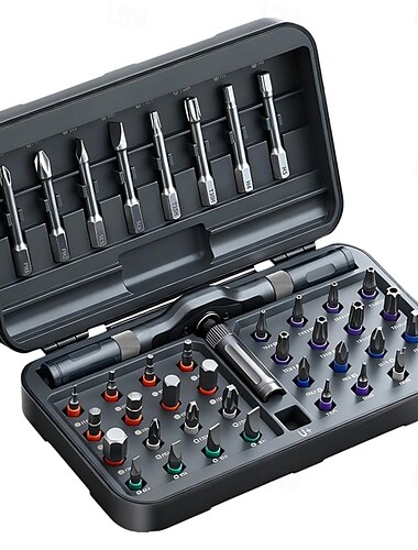  42-i-1 skralleskrutrekkersett multifunksjonelt magnetisk skrutrekkerreparasjonsverktøy med 40 bits for montering av møbler og datamaskin