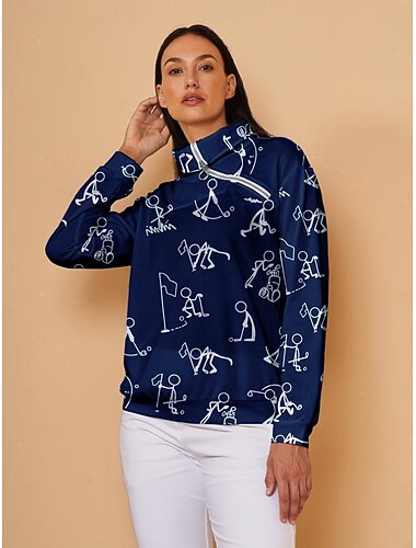  Damen Golf-Pullover Blau Langarm Oberteil Damen-Golfkleidung, Kleidung, Outfits, Kleidung