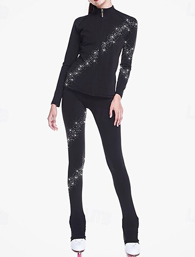  Kunstschaatsjack met broek Dames Voor meisjes Schaatsen Broeken / Regenbroek / Overbroek Legging Outfits Zwart Blauw Fuchsia Fleece Spandex Rekbaar Opleiding Oefenen Wedstrijd Kunstschaatskleding