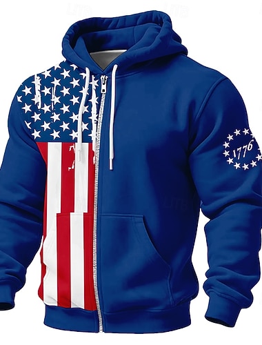  4 luglio 2026 250° Giorno della Memoria Maglietta a Manica Corta con Cappuccio in Stile Streetwear e Bandiera USA per Uomini