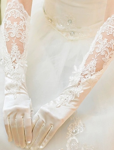  Terilene Al ginocchio Guanti Elegante Con Ricamo / Colore puro Guanti da sposa / eleganti