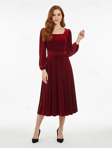  1950er Retro Vintage Swing-Kleid Samt Kostüm Damen Festkleidung Neujahr Retro-Mottoparty Abendkleidung Erwachsene Kleid