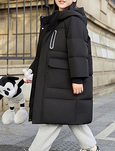  Kinderen Voor meisjes Donsjack Pufferjack Brief Sport Zak Houd Warm Windbestendig: Buiten jas bovenkleding 4-12 jaar Winter Zwart Rood Beige