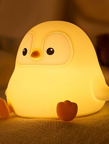  ペンギンの赤ちゃん用ソフトシリコンパッティングライトナイトライトUSB充電クリスマス新年お祭り誕生日プレゼント室内寝室雰囲気ライト
