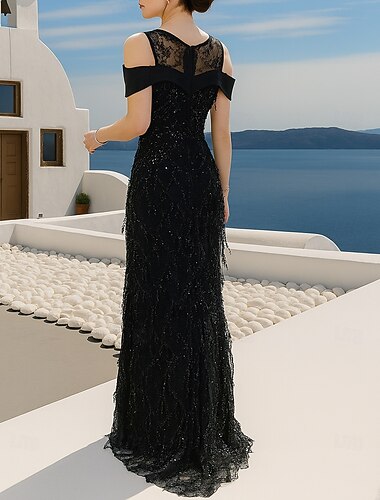  Sheath Kolom Vloer lengte Formele Jurken Avondjurk Quinceanera Jurken Elegante Feest Mouwloos Crew Hals Avondfeest Bruiloft met Kant