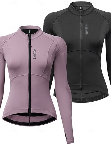  Dames Wielrenjack Wielrenshirt Downhill Jersey Lange mouw Bergracen Wegwielrennen Zomer Lente Paars Zwart Effen Kleur Lelijke kerst Fietsen Fitness, hardlopen en yoga YKK Rits Rekbaar Comfortabel
