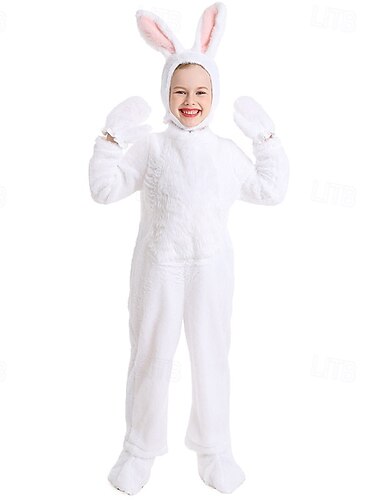  Kigurumi-Pyjamas Ausgefallene Kostüme Onesie-Kostüm Kaninchen Hase Niedlich Mit Kapuze Fleece Kinder Jungen Mädchen Karneval Ostern Party Leistung Hausbekleidung Verkleiden
