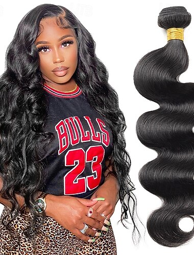  Brasilianisches Echthaar, Farbe 1b # Naturschwarz, Body Wave, 1 Bündel, 25-75 cm