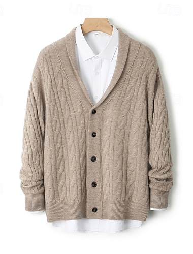  Voor heren Trui Wollen trui Vest Trui Geribd breien Normale tops Gebreid Button-omlaag Effen V-hals Modieus Streetwear Casual Alledaagse kleding Kleding Winter Herfst Zwart Wit S M L