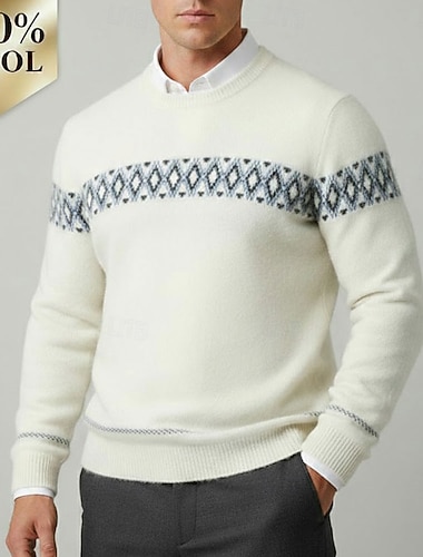  Heren kersttrui premium zuiver wol kasjmier ronde hals trui klassieke argyle gebreide trui fair isle trui zacht warm ademend