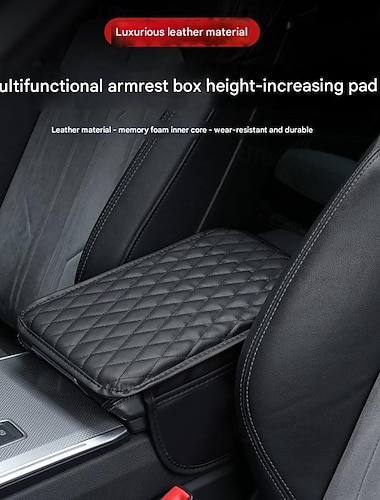  Cuscino per bracciolo auto, borsa portaoggetti multifunzionale con doppia tasca, cuscino rialzato per bracciolo centrale auto.