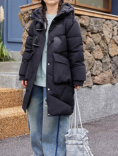  Kinderen Voor meisjes Donsjack Pufferjack Effen Kleur Sport Zak Houd Warm Windbestendig: Buiten jas bovenkleding 4-12 jaar Winter Zwart Wit Lichtgroen