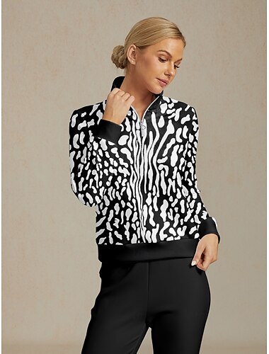  Mulheres Moletom Preto Manga Longa Blusas Roupas femininas de golfe, roupas, roupas, roupas