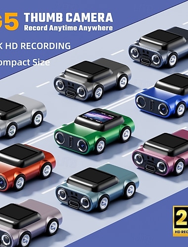  Mini Nøkkelringskamera - 2K HD Bilformet Tommelkamera - Tiny Bærbare Små Kameraer Vintage Kompakt Mikro Kameraer - Pocket Videorecorder Reise Studering Opptak Valentinesgave