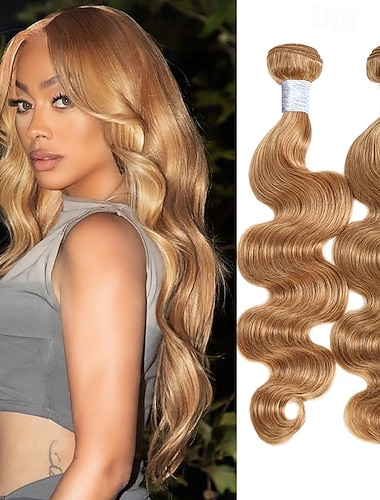  27# hellbraune Echthaar-Extensions mit Body Wave, 12-28 Zoll (30-71 cm)