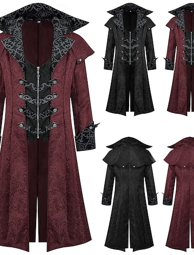  Retrò Vintage Rococò Medievale Cappotto Smoking Frac Lunghe Costume Per uomo Reale Halloween Carnevale Feste LARP Fiera Rinascimentale Adulti Cappotto