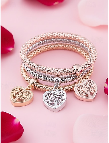  conjunto de pulseiras com pingentes de árvore da vida em forma de coração - pulseiras femininas trançadas multicoloridas empilháveis para estilo boho, perfeitas para roupas casuais ou para presentear