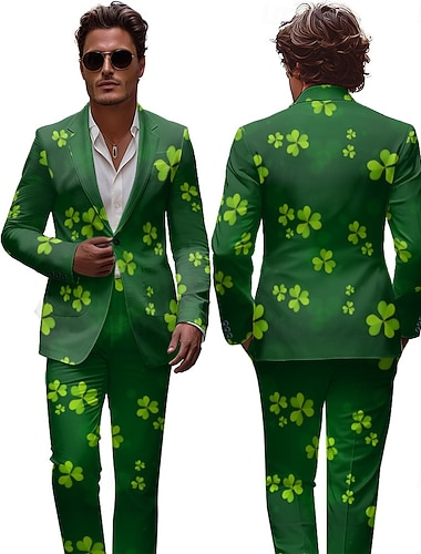  St. Patrick 2026 Hose Anzüge & Blazer Kleeblatt Irisch Neuheit Lustig Erwachsene Herren St. Patrick's Day Lässig Party Verkleiden