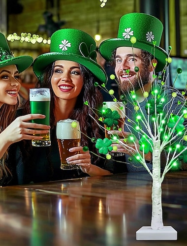  2/1 Stück LED-Lichterkette mit irischem Kleeblattmotiv zum St. Patrick's Day, 45 cm/17,72 Zoll, AAA-Batterie, für die Dekoration von Wohnzimmer, Schlafzimmer, Schreibtisch oder Bett.