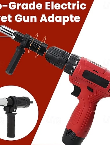  adattatore per rivettatrice elettrica di livello professionale, attacco per rivetti per trapano elettrico senza fili con 4 teste per rivetti da 2,4 mm, 3,2 mm, 4,0 mm, strumento per inserti per