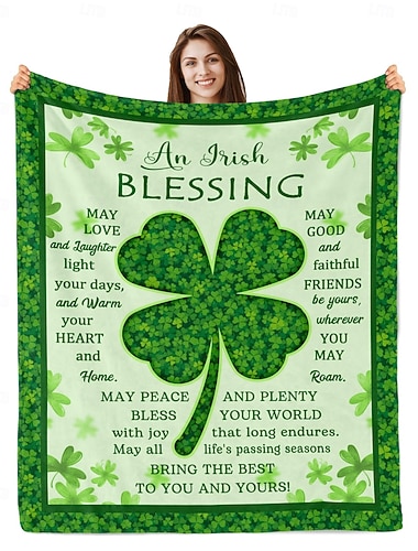  Presentes irlandeses para mulheres no Dia de São Patrício &Manta irlandesa com mensagem de saúde para homens, presente atencioso para o Dia de São Patrício, presente com bênção celta, decoração