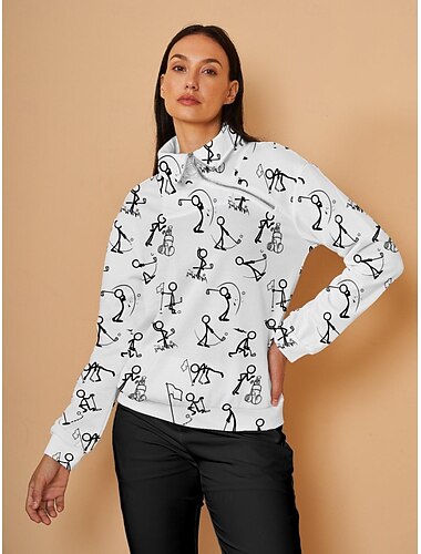  Dames Trui met capuchon Wit Lange mouw Kleding Bovenlichaam Dames golfkleding kleding outfits draag kleding