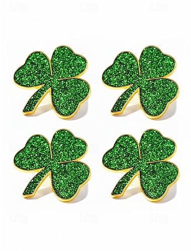  Damesbrocheset met klavertje vier voor St. Patrick's Day, gemaakt van legering, elegante en feestelijke Ierse stijl voor hoeden, jassen, tassen, parades, feesten en andere feestelijke gelegenheden.
