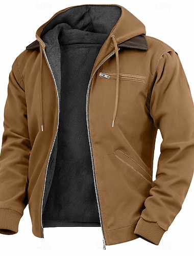  Herren Kapuzensweatshirt Vollreißverschluss-Kapuzensweatshirt Fleece Kapuzensweatshirt Hoodie mit Fleecefutter Blau Braun Grün Grau Mit Kapuze Einfach Reißverschluss Sport & Outdoor Lässig Täglich