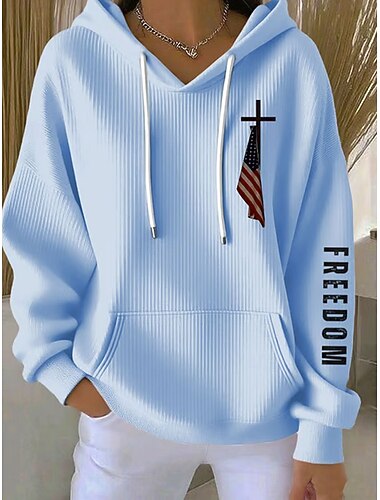  Per donna Felpa con cappuccio Grafico Lettera Casual Manica Lunga Con Cappuccio Top Regolari Casuale Abbigliamento Quotidiano Sportivo Blu Nero Bianco Rosa Primavera Autunno