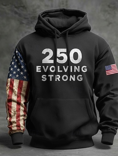  Amerika's 250e verjaardag Voor heren Trui met capuchon Pullover Hoodie Festival Zwart Marineblauw Khaki 3D-afdrukken Winter Lente & Herfst Ontwerper S M L XL 2XL 3XL