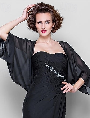  Sjaals Dames Wrap Bolero Shrug Jassen  Jas Elegant Zonbescherming 3/4 Lengte Mouw Chiffon Bruiloft Gast Wikkels Met Effen Kleur Voor Bruiloft Lente om indruk te maken