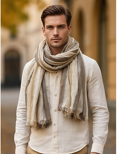  męski szalik bawełniano-lniany, lekki i miękki, dostępny w wielu kolorach, idealny na okazje codzienne i formalne