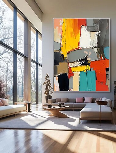  100 % håndmalt moderne abstrakt kunst fargerikt kunstoljemaleri til stue/gang veggdekorasjon abstrakt maleri moderne veggkunstdekor