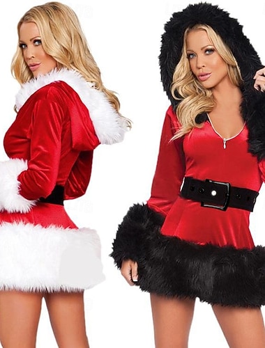  Kerstmanpakken Kerstman Mrs.Claus Kostuum Kerst jurk Santa kleren Sexy kostuums Dames Sexy dame Cosplay Kostuum Kerstmis Kleding Riem