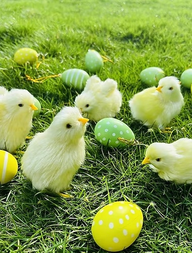  6 statuette decorative da collezione a forma di pulcino pasquale, decorazioni essenziali per la casa e l'esterno primaverili pasquali, perfette per cestini regalo pasquali, decorazioni primaverili,