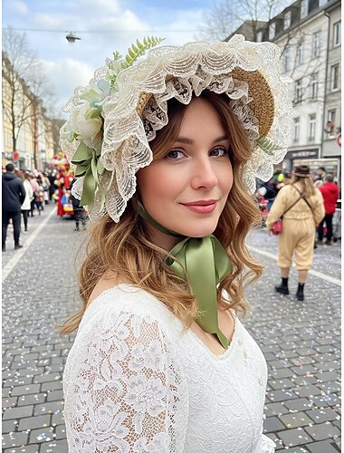 Vrouwen Mardi Gras Kant Bloemige Zomerhoed met Rijgbanden Beschikbaar in Meerdere Kleuren Elegant Ontwerp Perfect voor Carnaval  Maskerade Bals