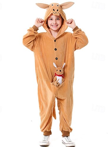  Costume da band di animali Costume di Carnevale 2026 Pigiama Kigurumi Costume di fantasia Costume tutina Fantasia animale Canguro Caldo Carino Con cappuccio Pile Bambini Ragazzi Ragazze Halloween