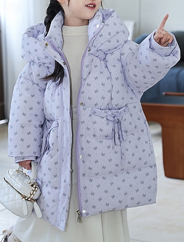  Kinderen Voor meisjes Donsjack Pufferjack Grafisch Sport Zak Houd Warm Windbestendig: Buiten jas bovenkleding 4-12 jaar Winter Geel Blozend Roze Paars