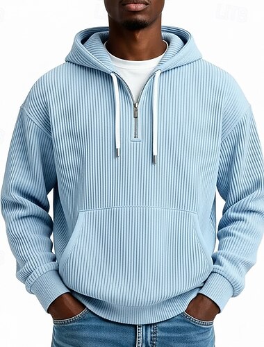  בגדי ריקוד גברים קפוצ'ון קורדורוי תעצור בצד קפוצ'ון רוכסן רבע משמש לבן סגול תלתן אפור בהיר עם קפוצ'ון אחיד כיס קנגורו מרקם קזו'אל יומי ספורט וחוץ סגנון רחוב מגניב בגדי ספורט קיץ & אביב ביגוד קפוצ'ונים