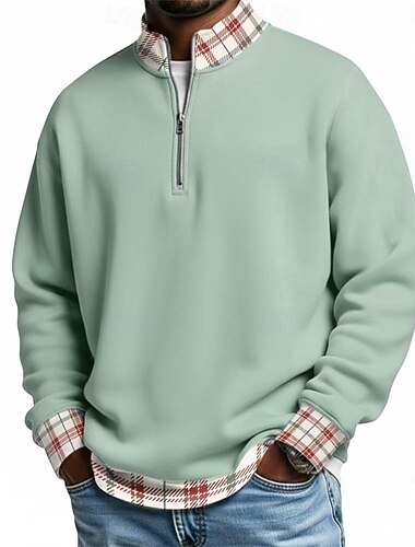  Bărbați Plisat Tricouri polo Waffle Tricouri polo cu fermoar Manșon Lung Tricouri de polo guler bunic Casual Școală Îmbrăcăminte Atletică Concediu Purtare Zilnică Imprimare 3D Polo cu fermoar sfert