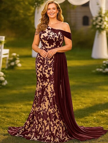  A-Linie Bodenlang Perlenbestickt Abendkleid Kleid der Brautmutter Quinceanera-Kleider Elegant Party Übergröße Ärmellos Schulterfrei Abendgesellschaft Hochzeit mit Blumenmuster Paillette