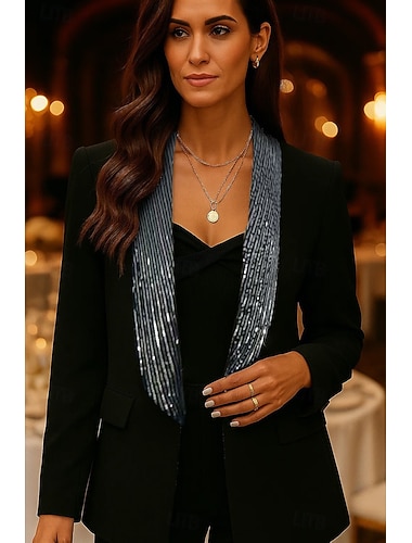  Mulheres Blazer Casaco esportivo Festa Formal Festa de Casamento Veludo Elegante Manga Longa Lapela Xale Não Trespassado