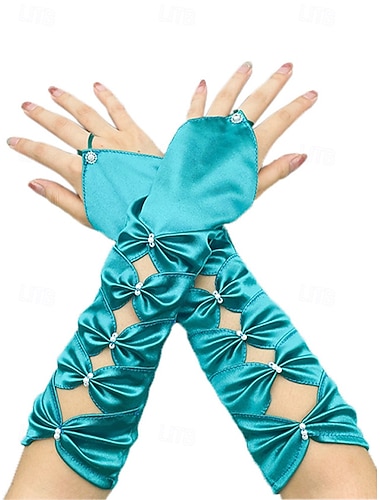  Vrouwen Mardi Gras Polyester Satijnen Handschoenen in Meerdere Kleuren Elegant Ontwerp met Beaded Details Perfect voor Carnaval en Maskerade Bals