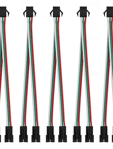  5 paires de connecteurs JST SM 3 broches, 5 connecteurs en V 3 broches (1 vers 2) pour ruban LED WS2812B, WS2811, WS2812, WS2814, SK6812, FOCB, circuit imprimé, mâle, 15 cm