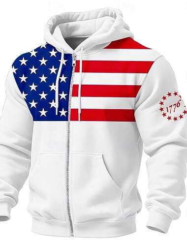  250° anniversario dell'America Per uomo Bandiera Americana Felpa con Cappuccio Giacca di pelle Felpa Moda Cool Quotidiano Manica Lunga Con Cappuccio Abbigliamento casual alla moda Vacanza Uscire