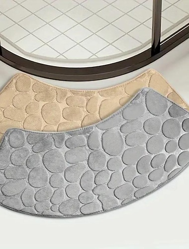  Fußmatte, Badezimmerteppich aus Korallenvlies, fächerförmig, kleine Steinbadematte für Duschraum, rutschfest, saugfähig und komfortabel für den Badezimmergebrauch