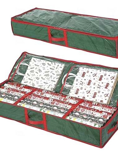  Weihnachtsgeschenkpapier-Organizer für unter das Bett, Aufbewahrungsbehälter für Geschenkpapier, fasst bis zu 20 Rollen, 41" B x 14" T x 5,5" H (grün)