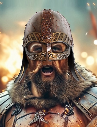  Rétro Vintage Médiéval Renaissance Casque Guerrier Viking Déguisement Unisexe Viking Fantaisie Halloween Carnaval Performance LARP Foire de la Renaissance Adulte Casque