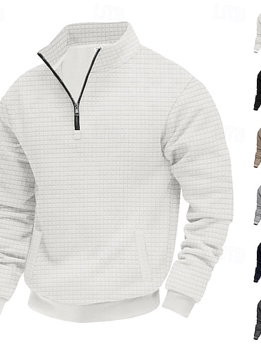  Herre Genser Kvart glidelås genser Svart Hvit Navyblå Kakifarget lysegrå Halv glidelås عادي Avslappet Daglig Sport & Utendørs Gatemote Grunnleggende Høst Vinter Klær Gensere Gensere